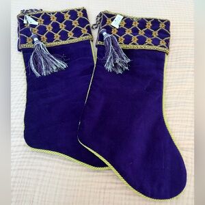 NWT Purple Velvet Christmas Stockings with Tassels and Beading.